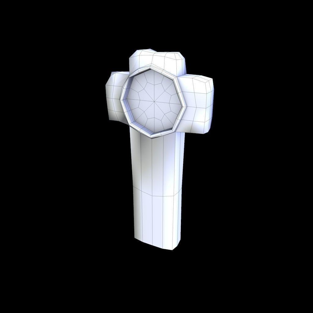 OldGravestone5 stone cross Low-poly 3D model_6