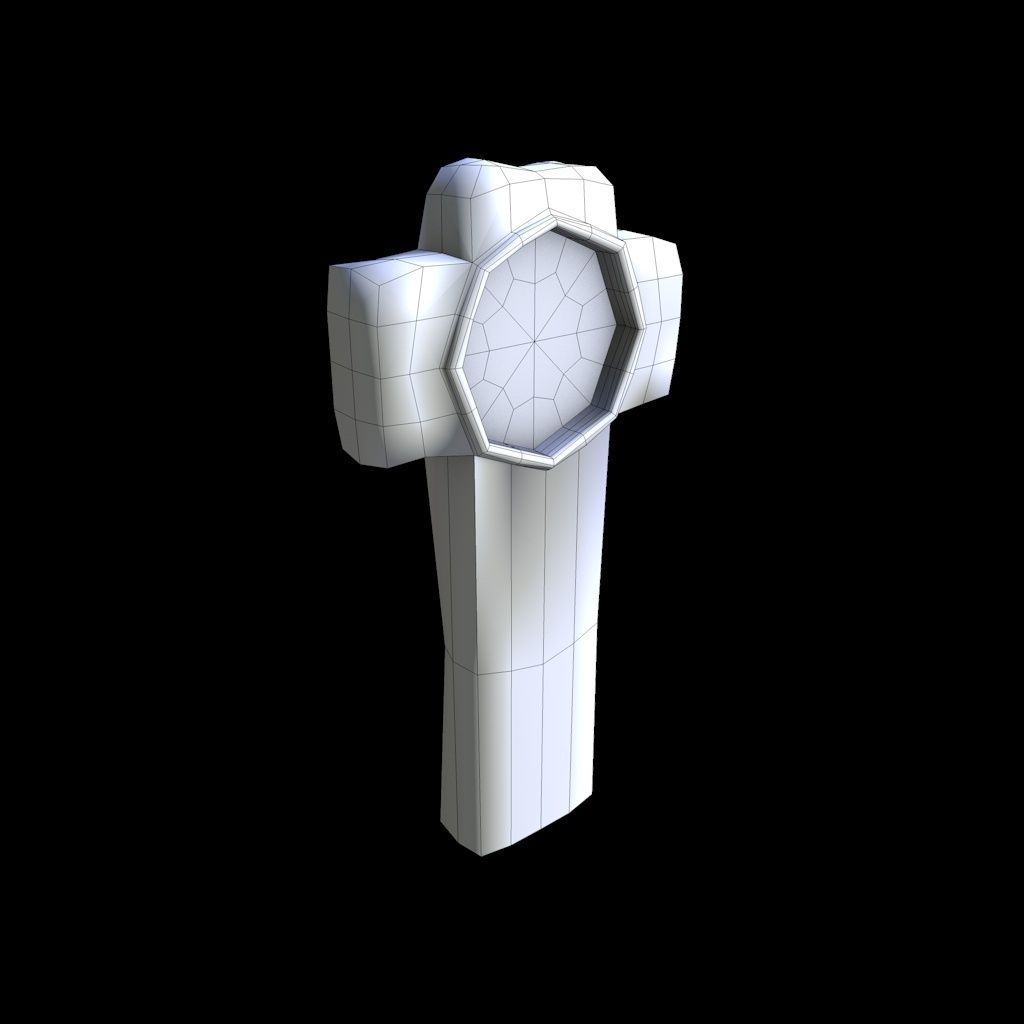 OldGravestone5 stone cross Low-poly 3D model_5