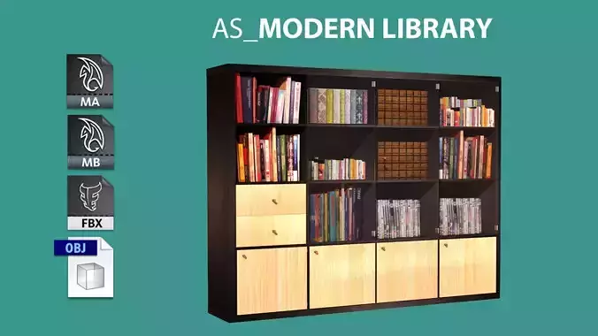 Modern Library 3d model Low-poly 3D model
