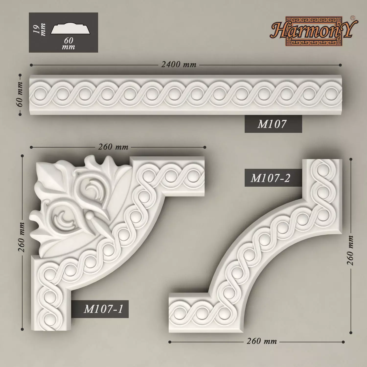 Molding with corner elements Harmony M107 3D model_0