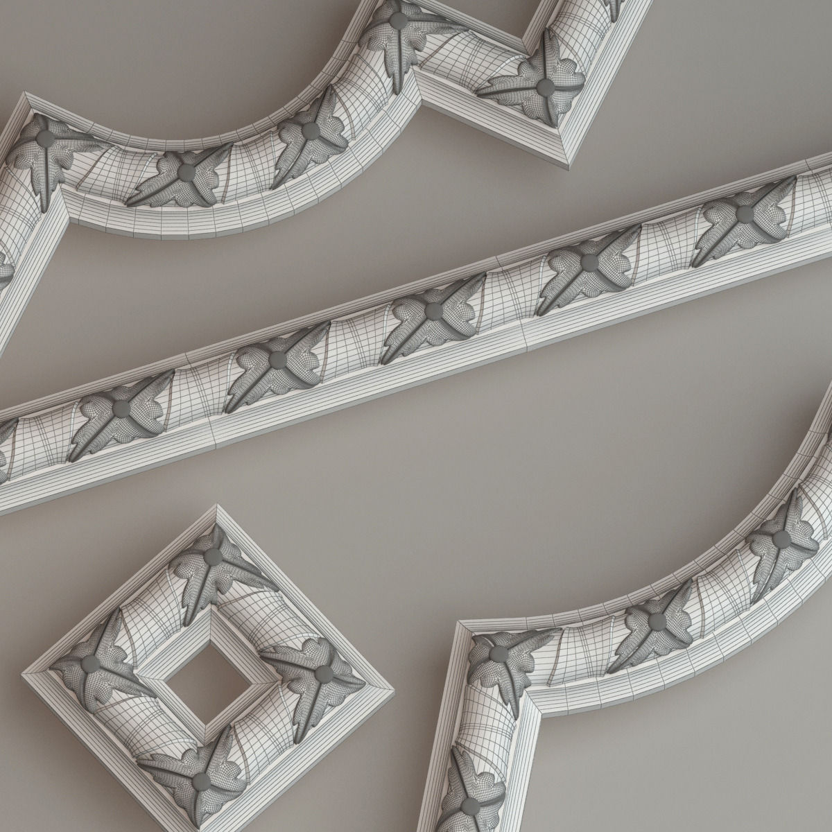 Molding with corner elements Gaudi Decor 3D model_2