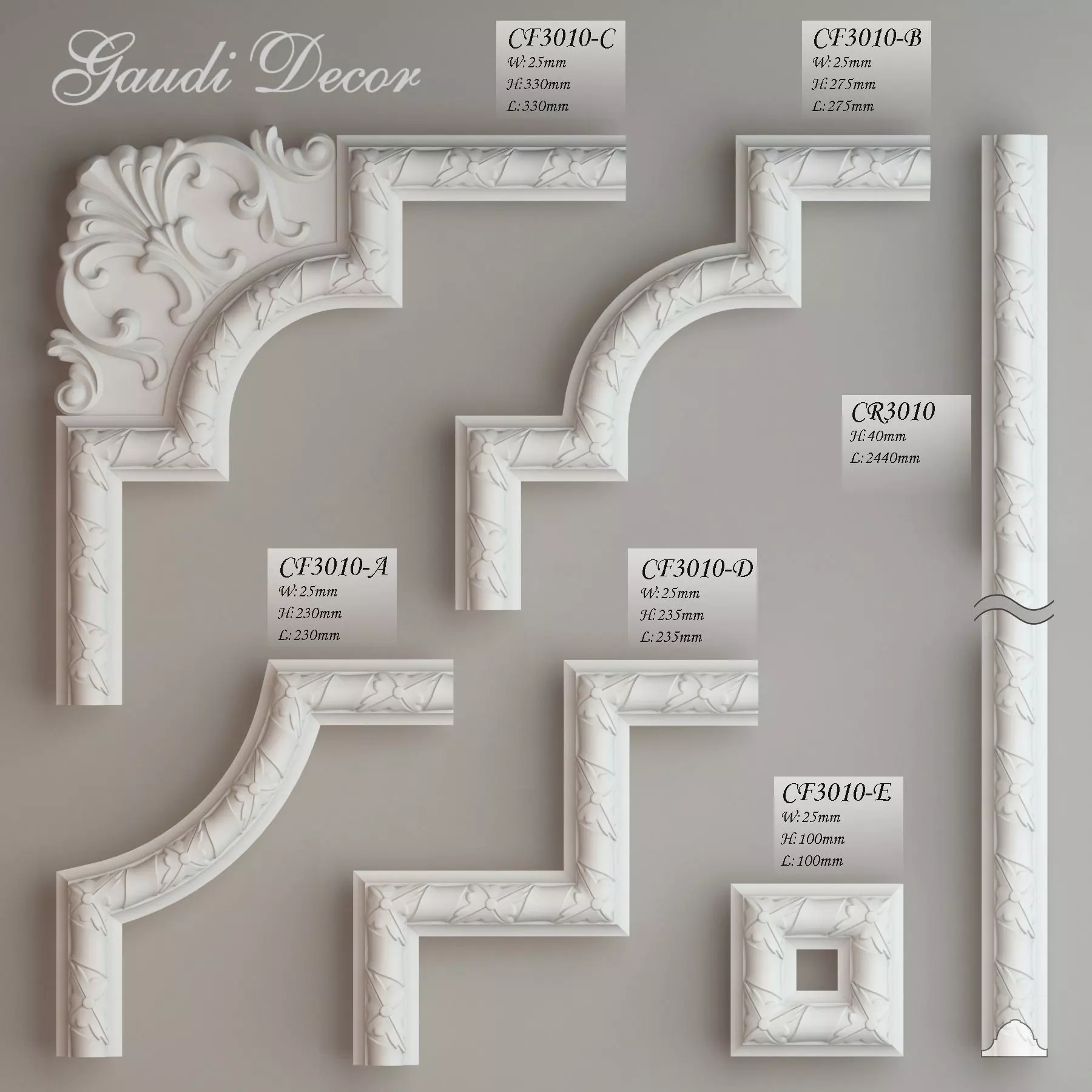 Molding with corner elements Gaudi Decor 3D model_0