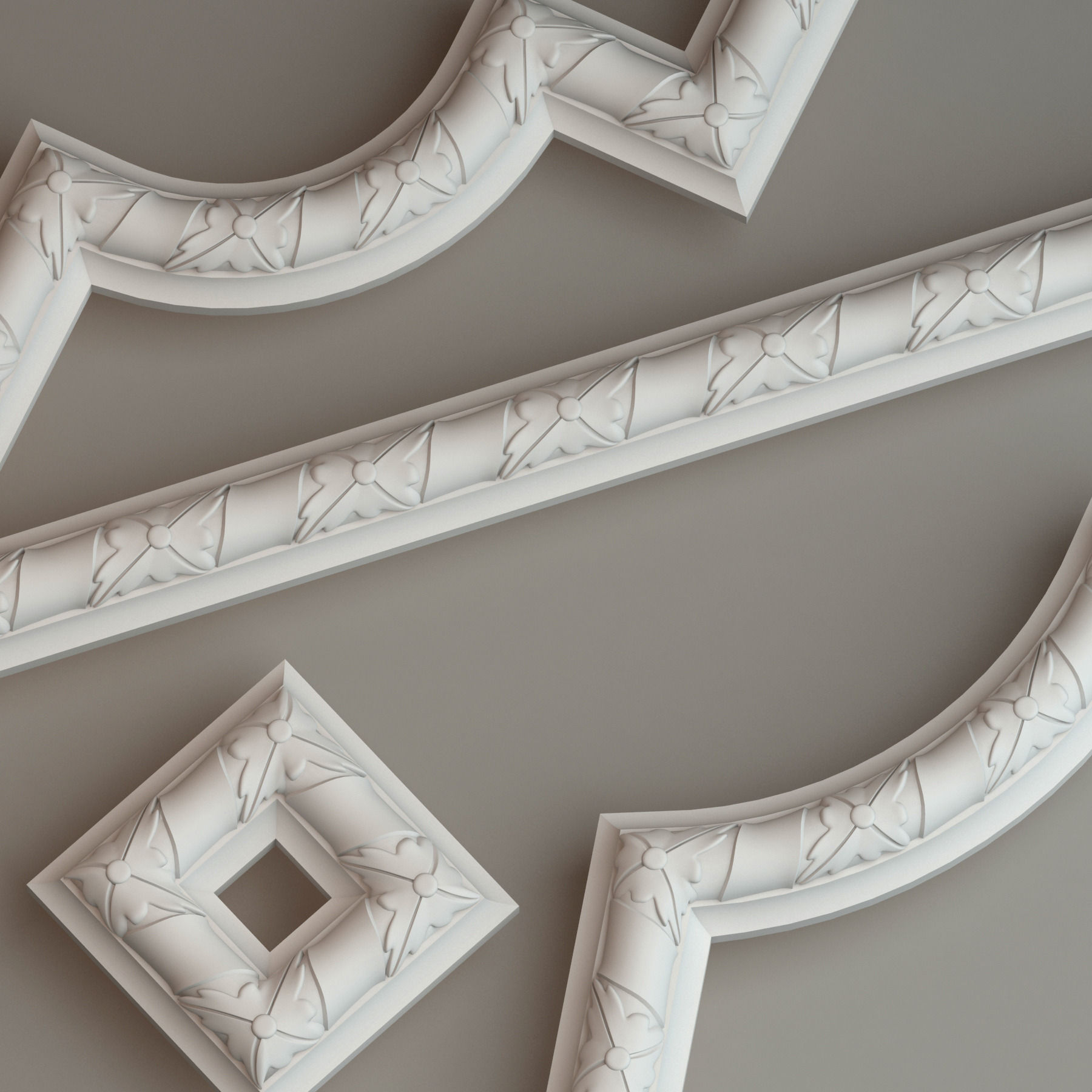 Molding with corner elements Gaudi Decor 3D model_1