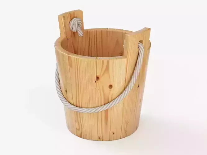 Small Wooden Bucket Free low-poly 3D model