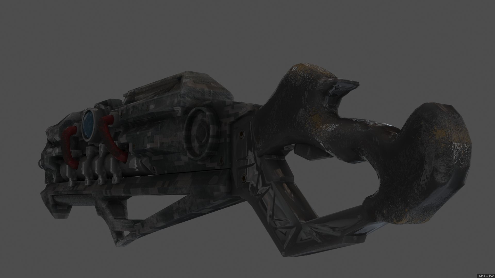 Futuristic shotgun Free low-poly 3D model_5