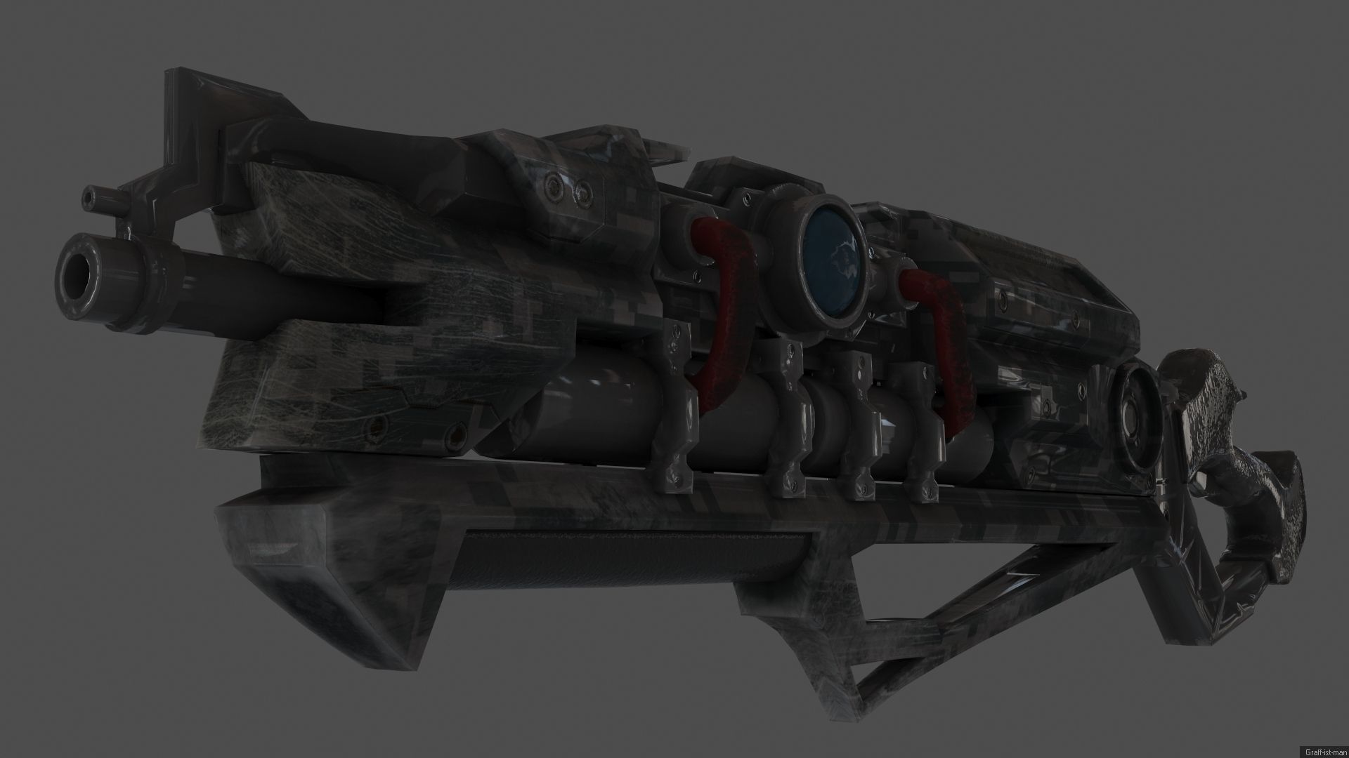 Futuristic shotgun Free low-poly 3D model_4
