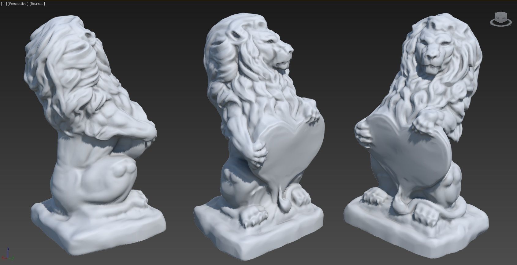 Valentine Lion Statue 3D print model_1