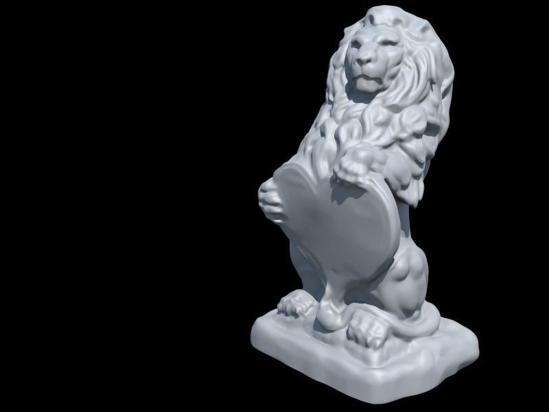 Valentine Lion Statue 3D print model_4