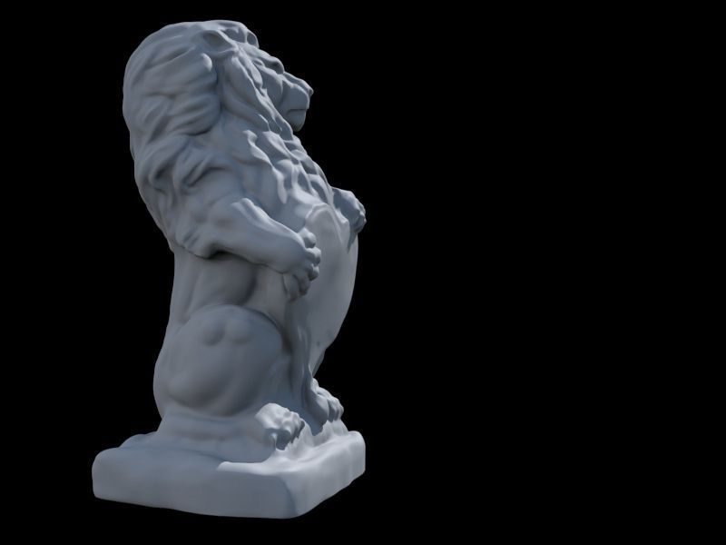 Valentine Lion Statue 3D print model_5