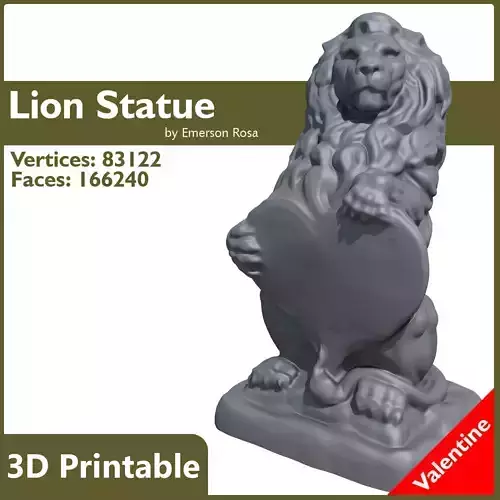 Valentine Lion Statue 3D print model