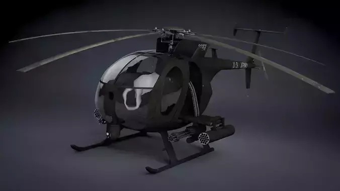 MH-6 Little Bird Gunship Low-poly 3D model