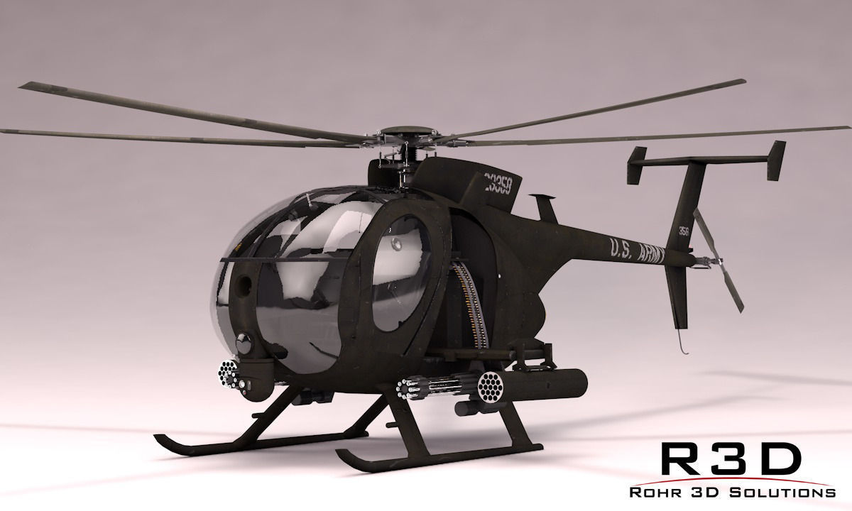 MH-6 Little Bird Gunship 3D Model MAX OBJ 3DS FBX C4D SKP ...