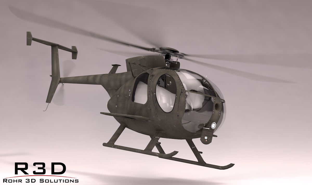 MH-6 Little Bird SOAR Transport Low-poly 3D model_10