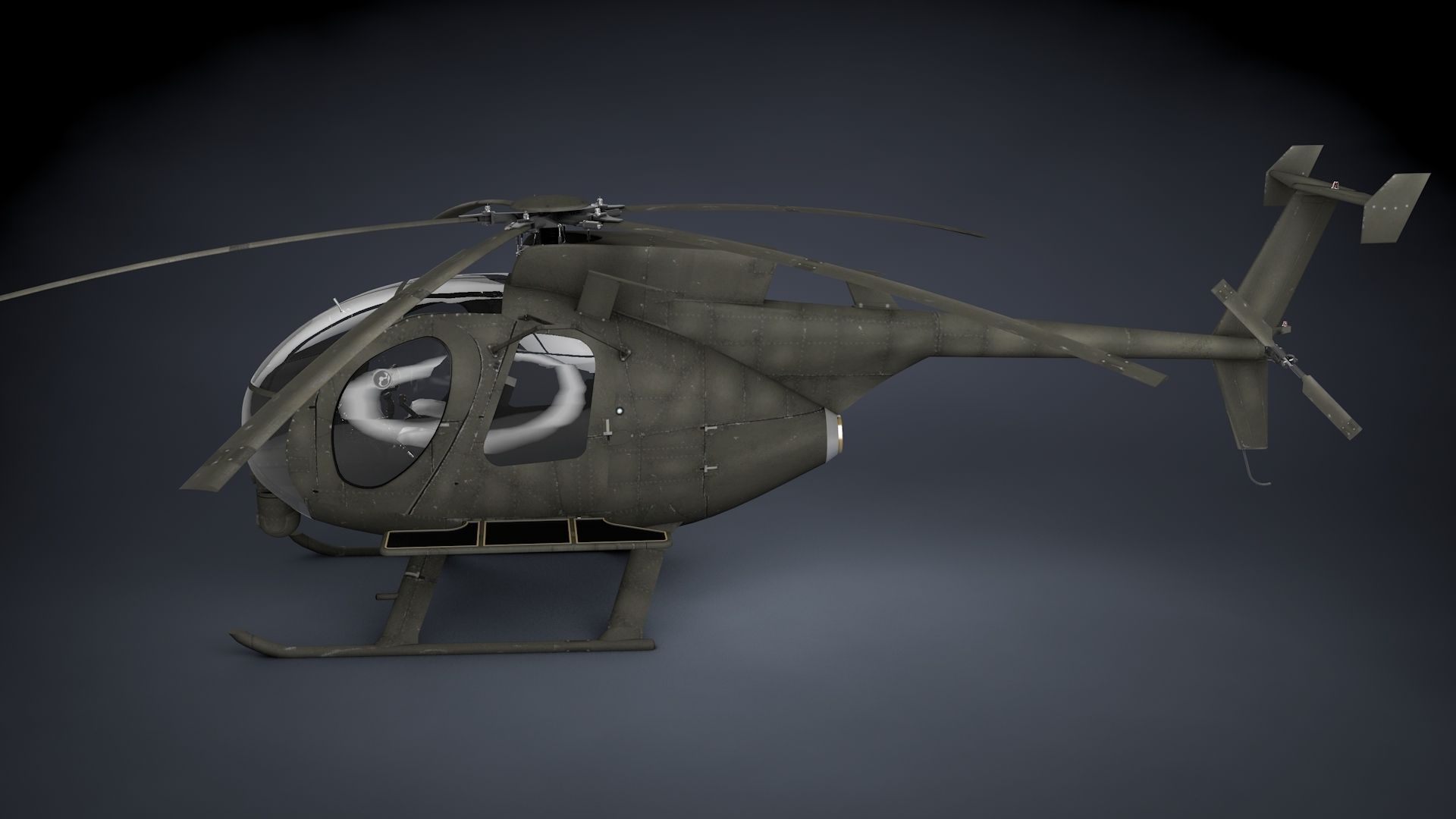 MH-6 Little Bird SOAR Transport Low-poly 3D model_2