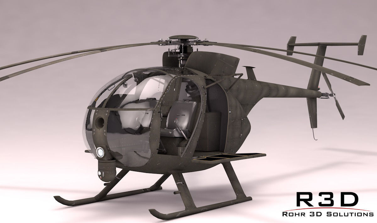 MH-6 Little Bird SOAR Transport Low-poly 3D model_6