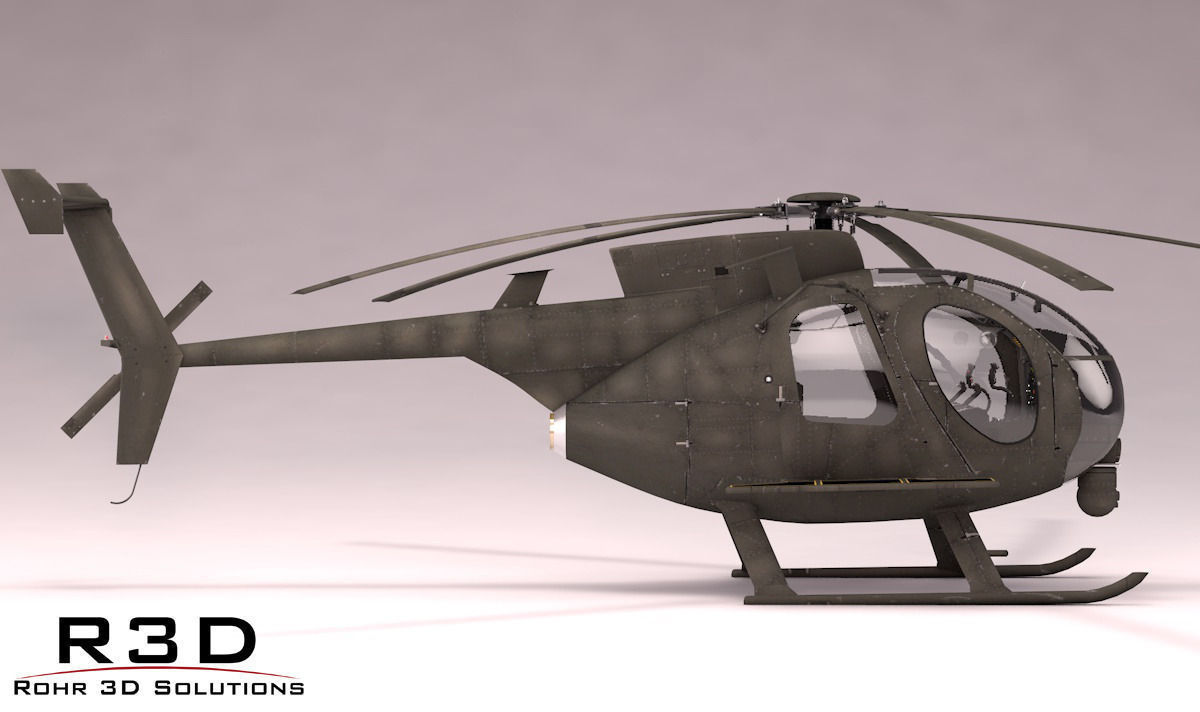 MH-6 Little Bird SOAR Transport Low-poly 3D model_4