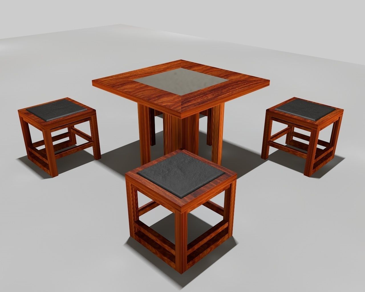 Cafe Table Set 3D model_1