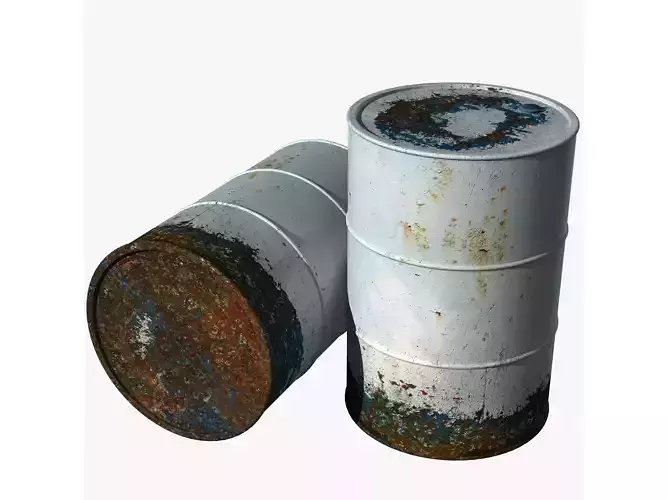 Old dirty with peeling paint barrel