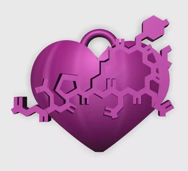 Oxytocin Heart Pendant 3D print model_0