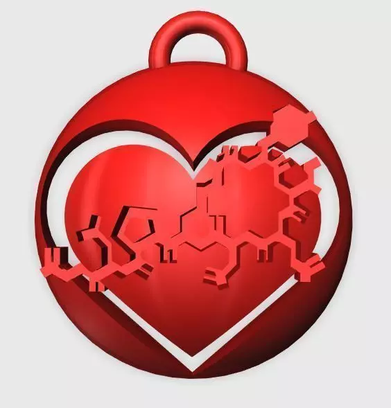 Oxytocin Heart Pendant 2 3D print model_0