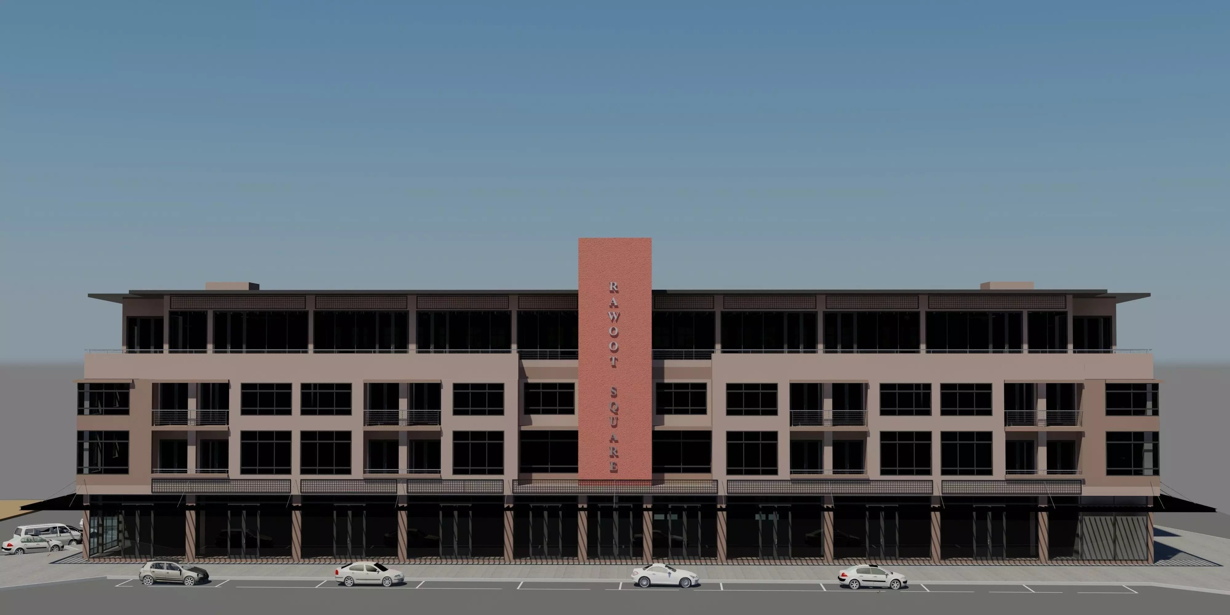 High Quality Office Block Building Low-poly 3D model