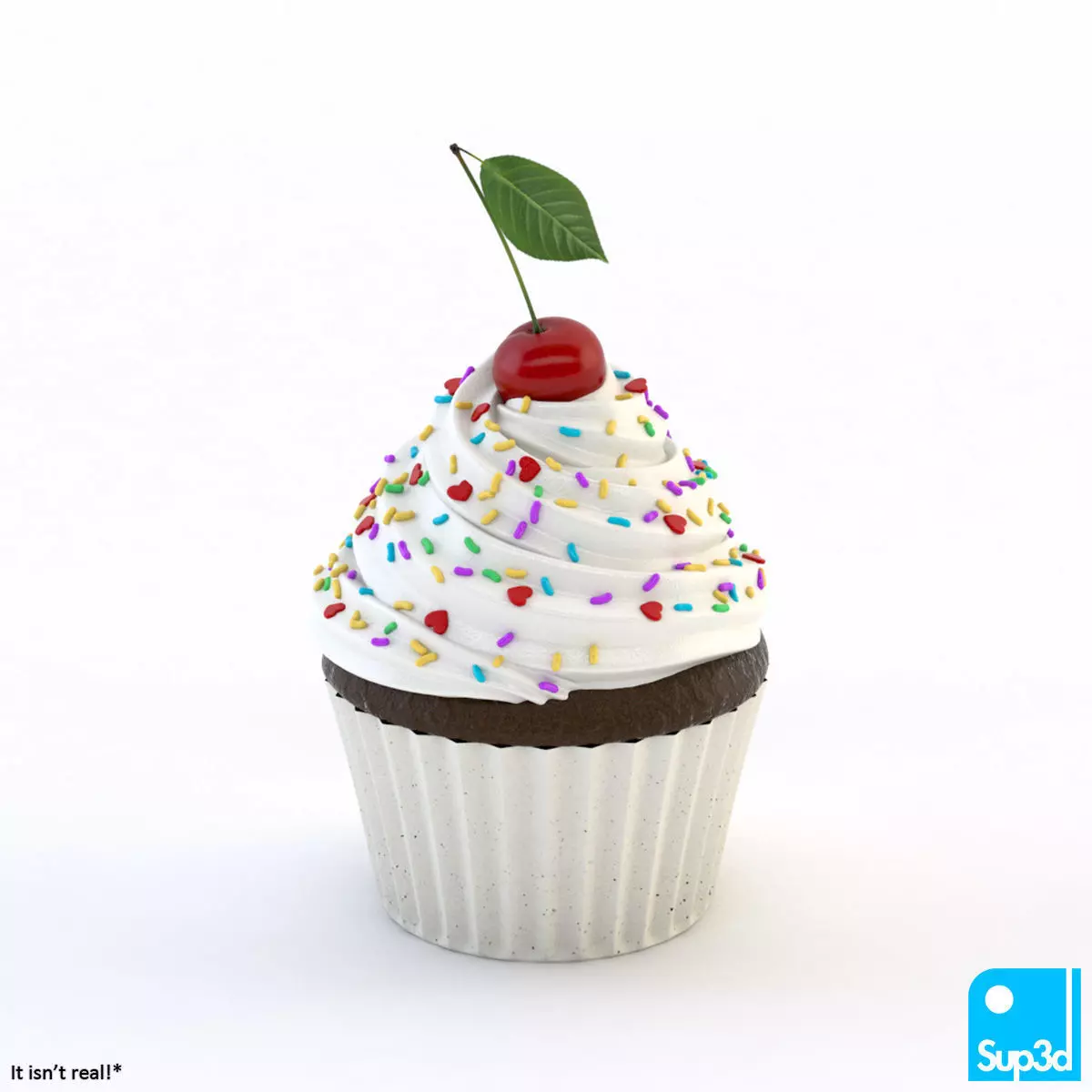 Cupcake with Cherry 3D model_0