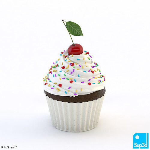 Cupcake with Cherry 3D model