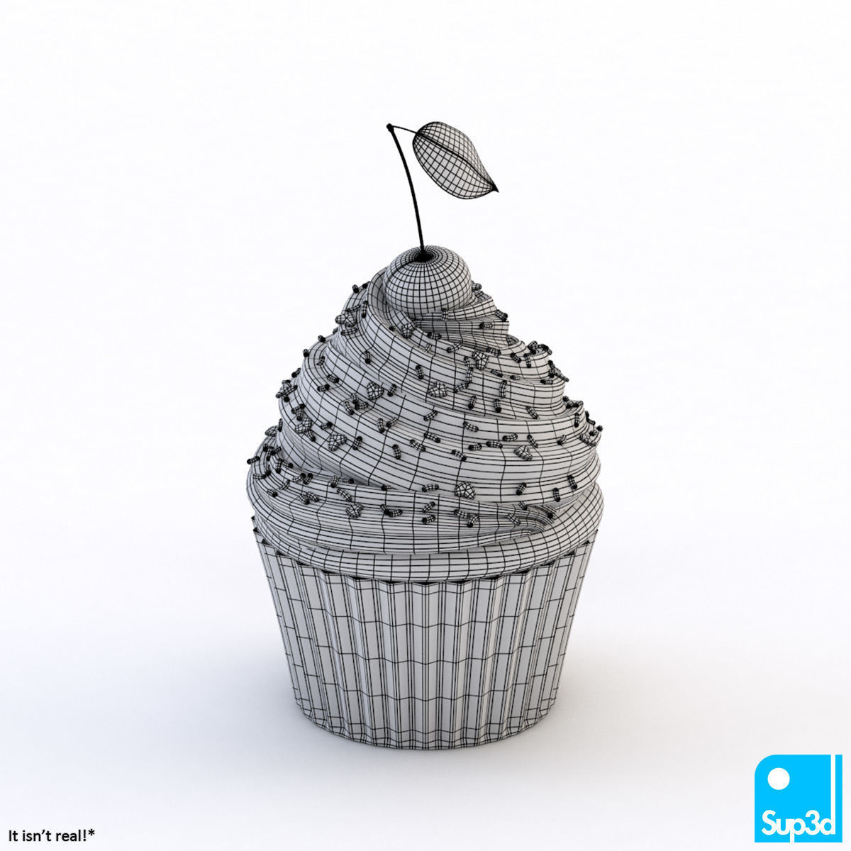 Cupcake with Cherry 3D model_5