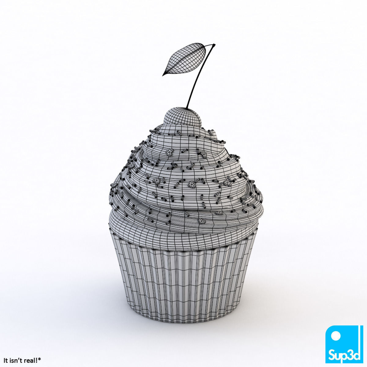 Cupcake with Cherry 3D model_6