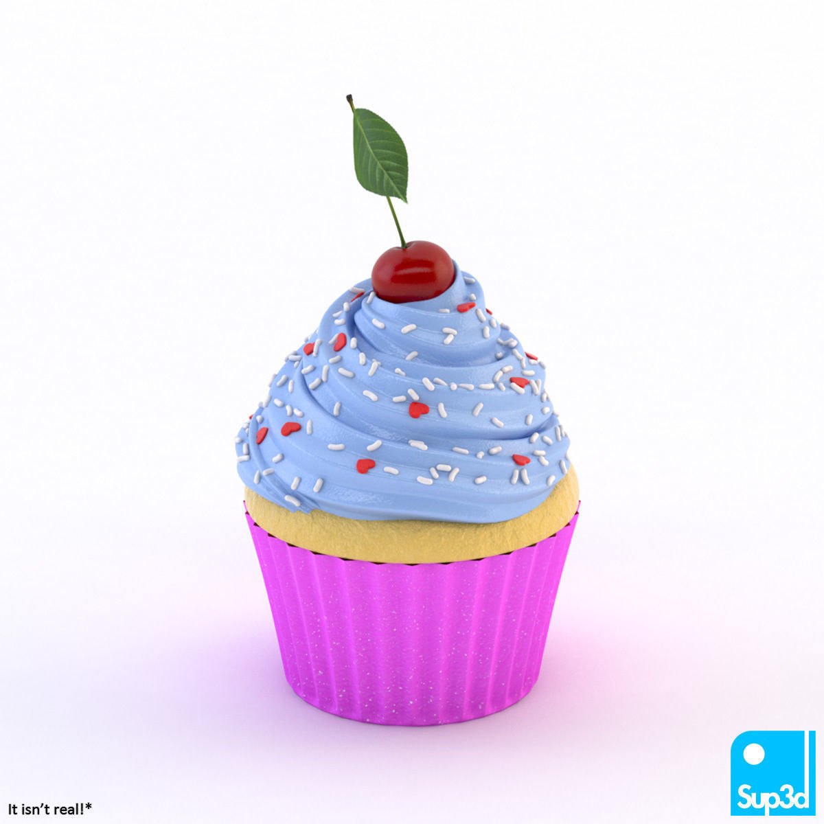 Cupcake with Cherry 3D model_1