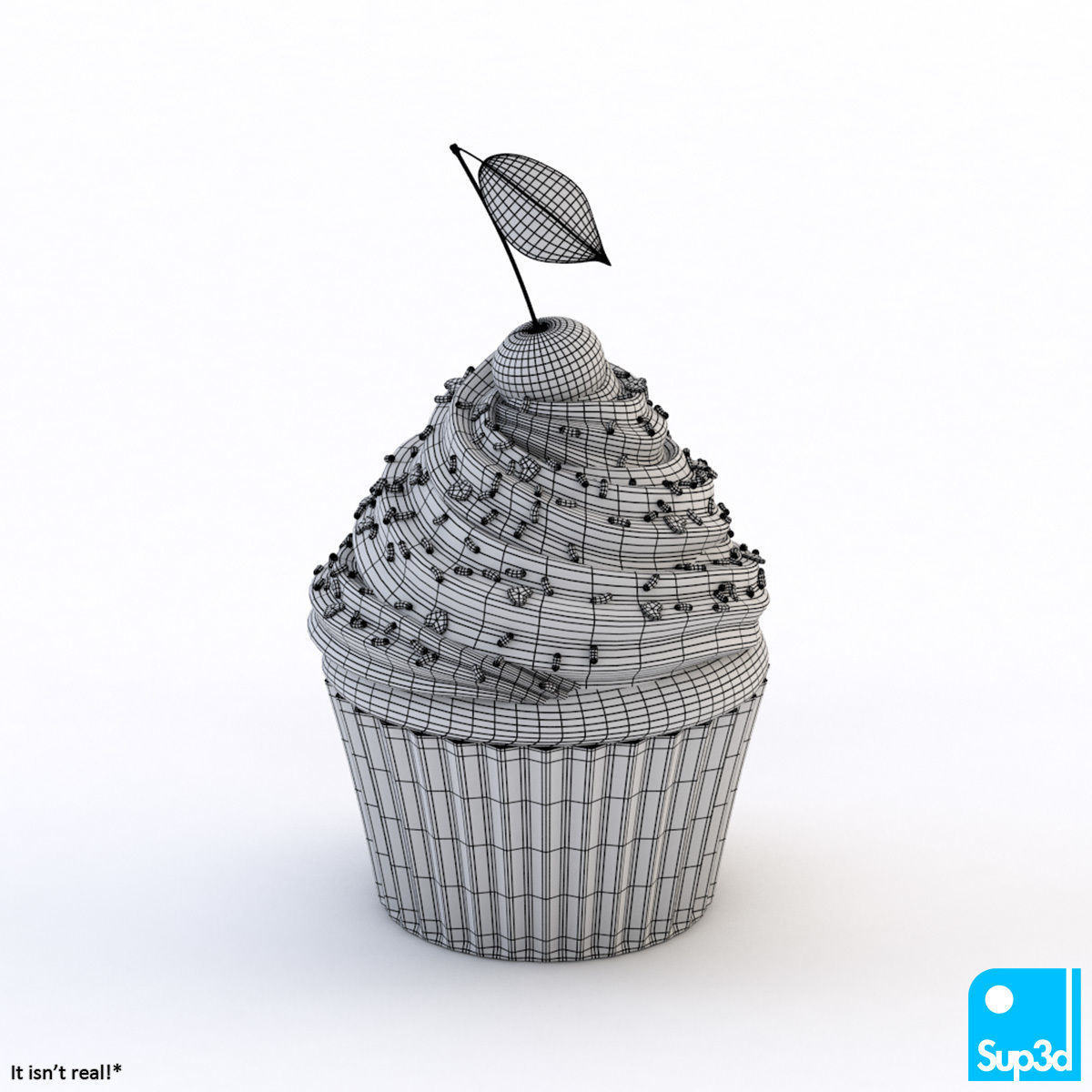 Cupcake with Cherry 3D model_3