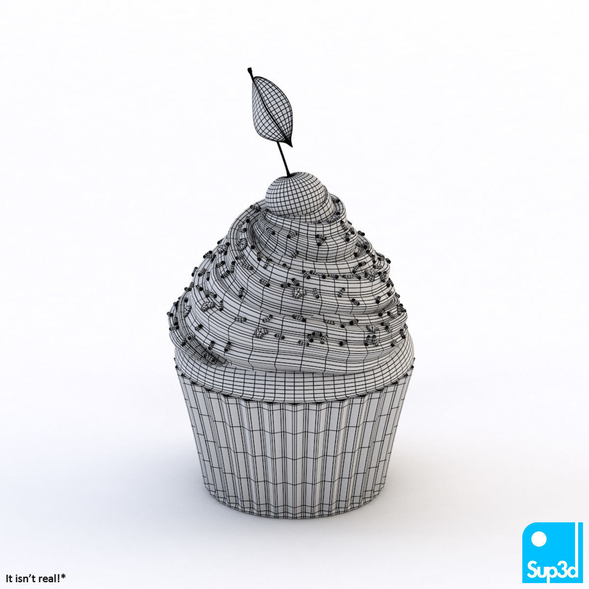 Cupcake with Cherry 3D model_4