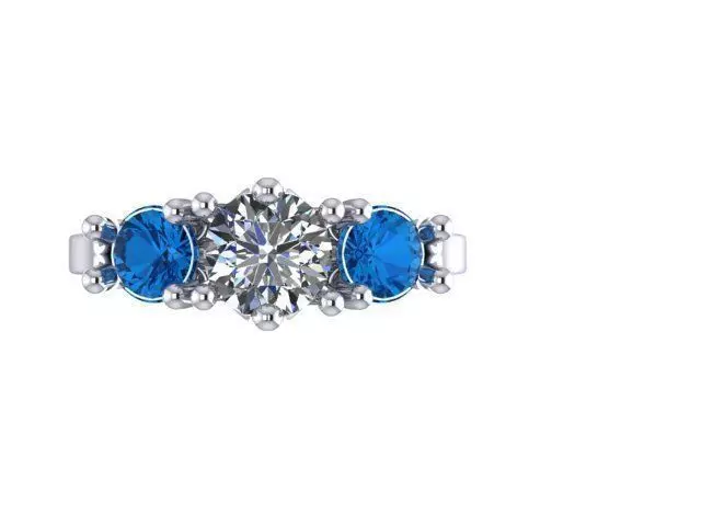 3 stone diamond aquamarine engagement ring Free 3D print model