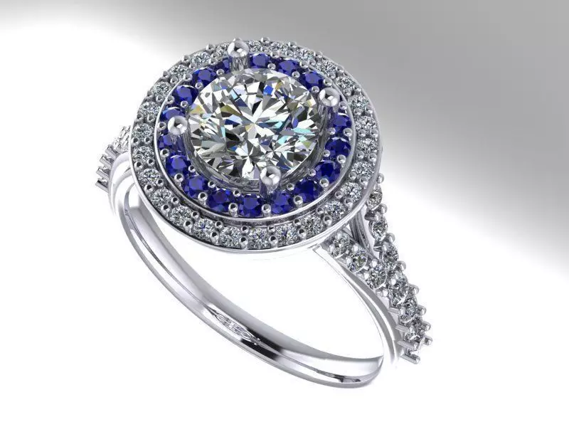 double halo split shank engagement ring Free 3D print model