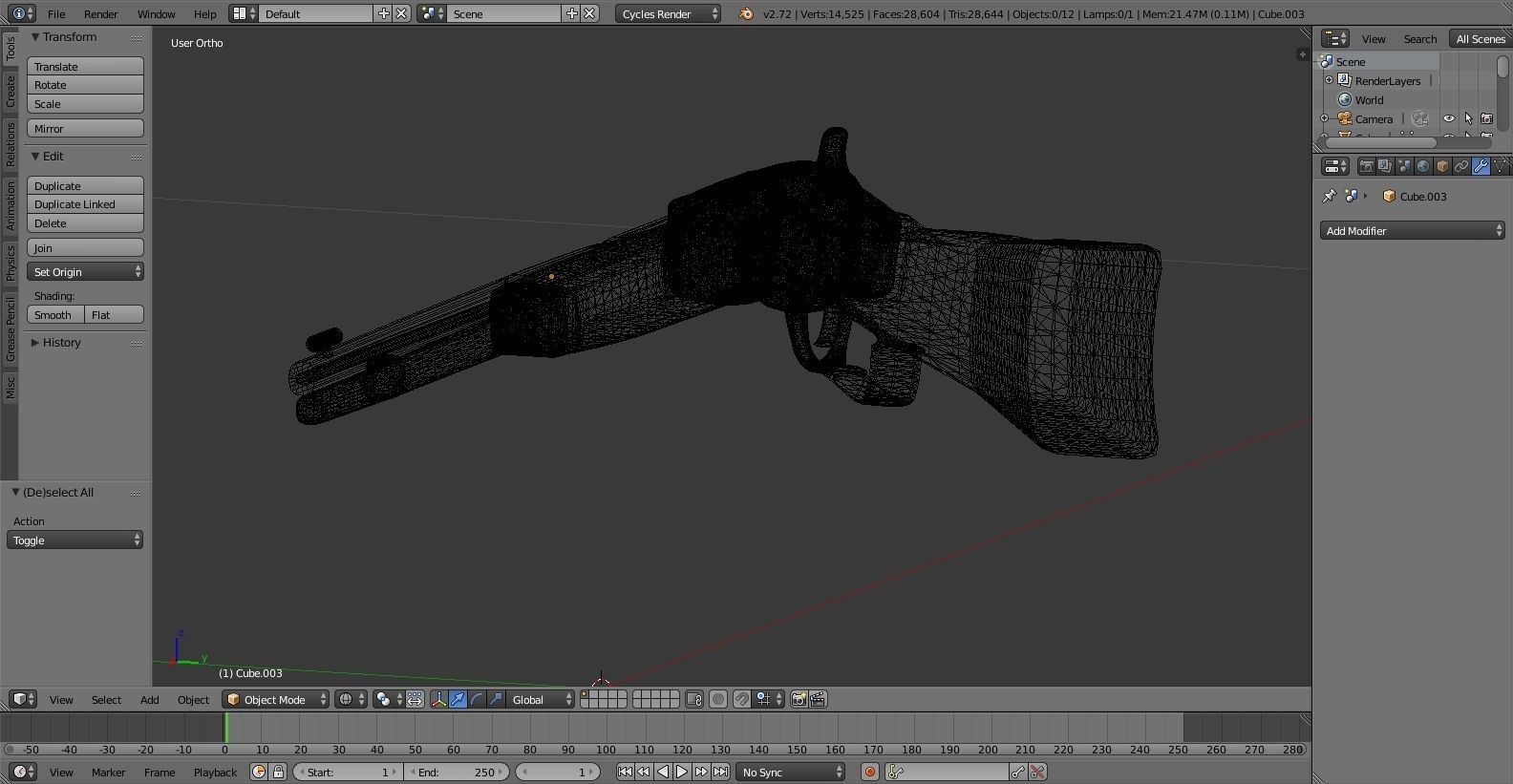 Winchester colt revolver Low-poly 3D model_3