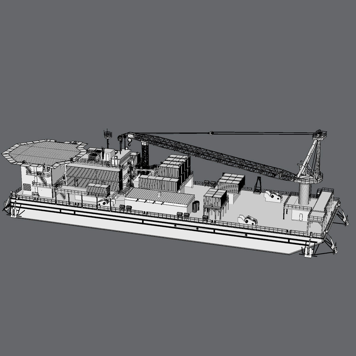 Offshore Barge 3D model_6