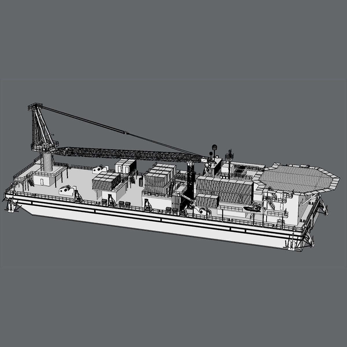 Offshore Barge 3D model_5