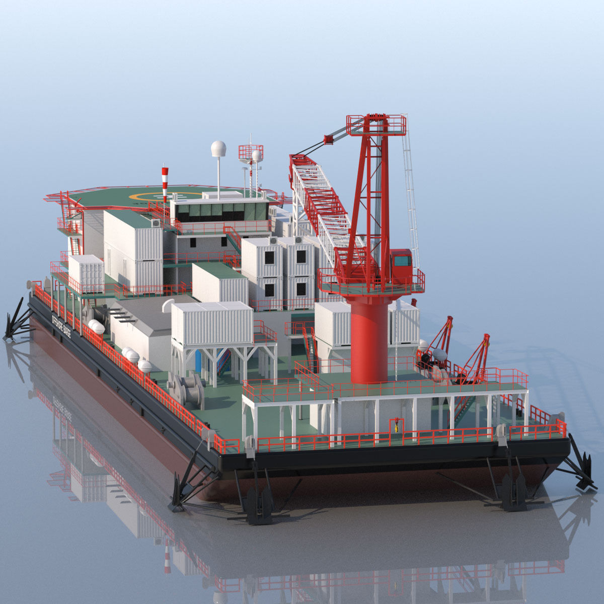 Offshore Barge 3D model_4