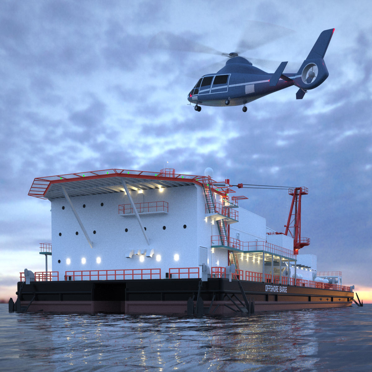 Offshore Barge 3D model_9