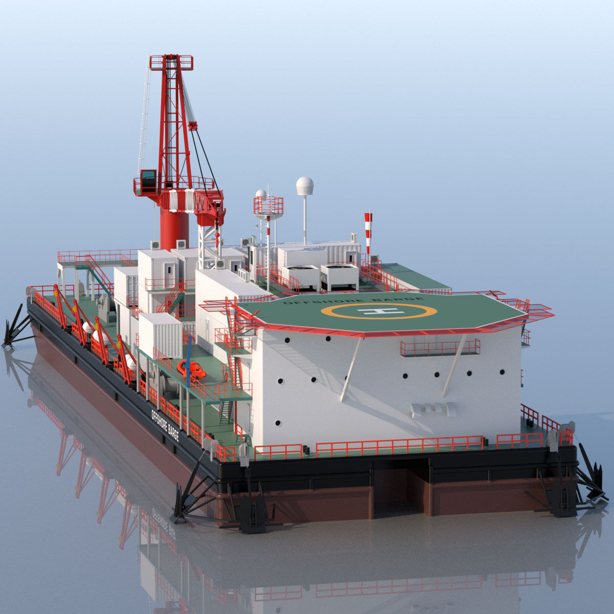 Offshore Barge 3D model_2