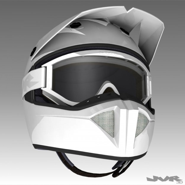 Motocross Helmet and Goggles 3D model_4