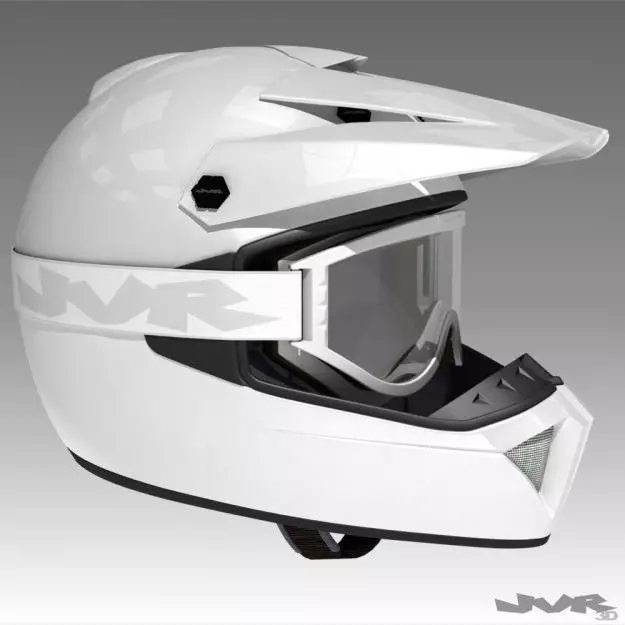 Motocross Helmet and Goggles 3D model_0
