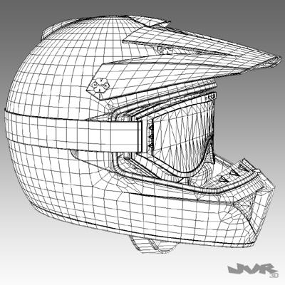 Motocross Helmet and Goggles 3D model_8
