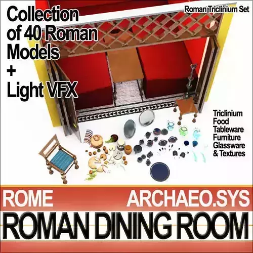 Ancient Roman Dining Room A Collection and VFX 3D model