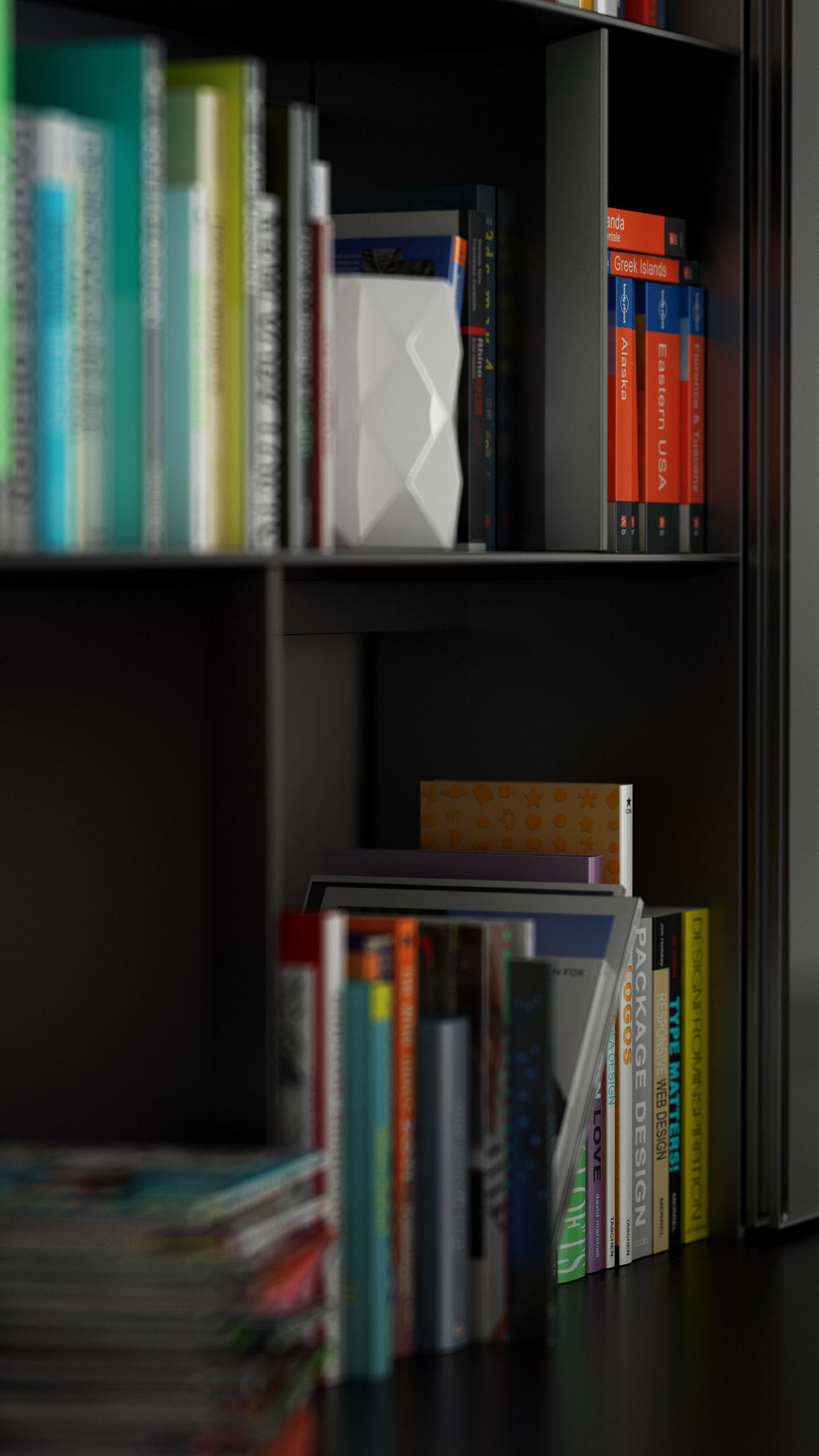 B and B bookcase 1 with books 3D model_6