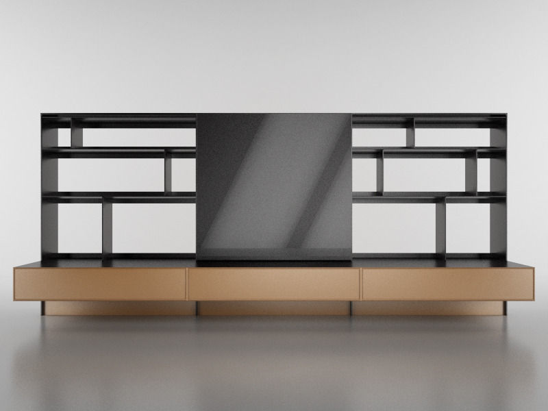 B and B bookcase 1 with books 3D model_1