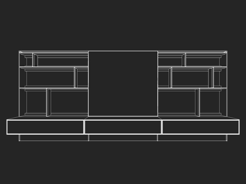 B and B bookcase 1 with books 3D model_3