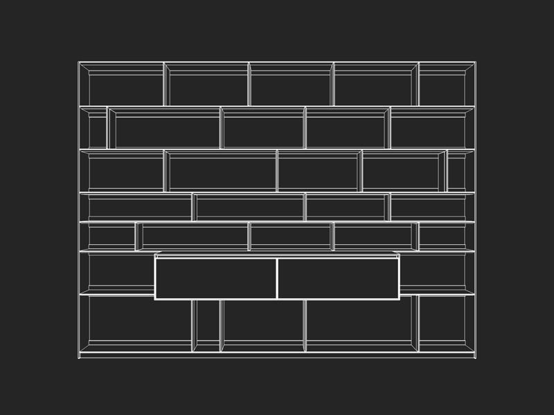 B and B bookcase 11 with books 3D model_3