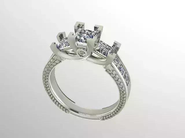 3 stone princess engagement ring