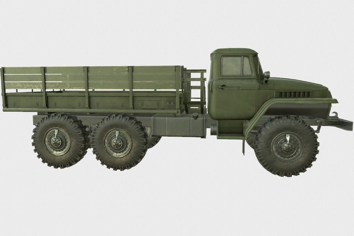 Ural 375 Truck Low-poly 3D model_3